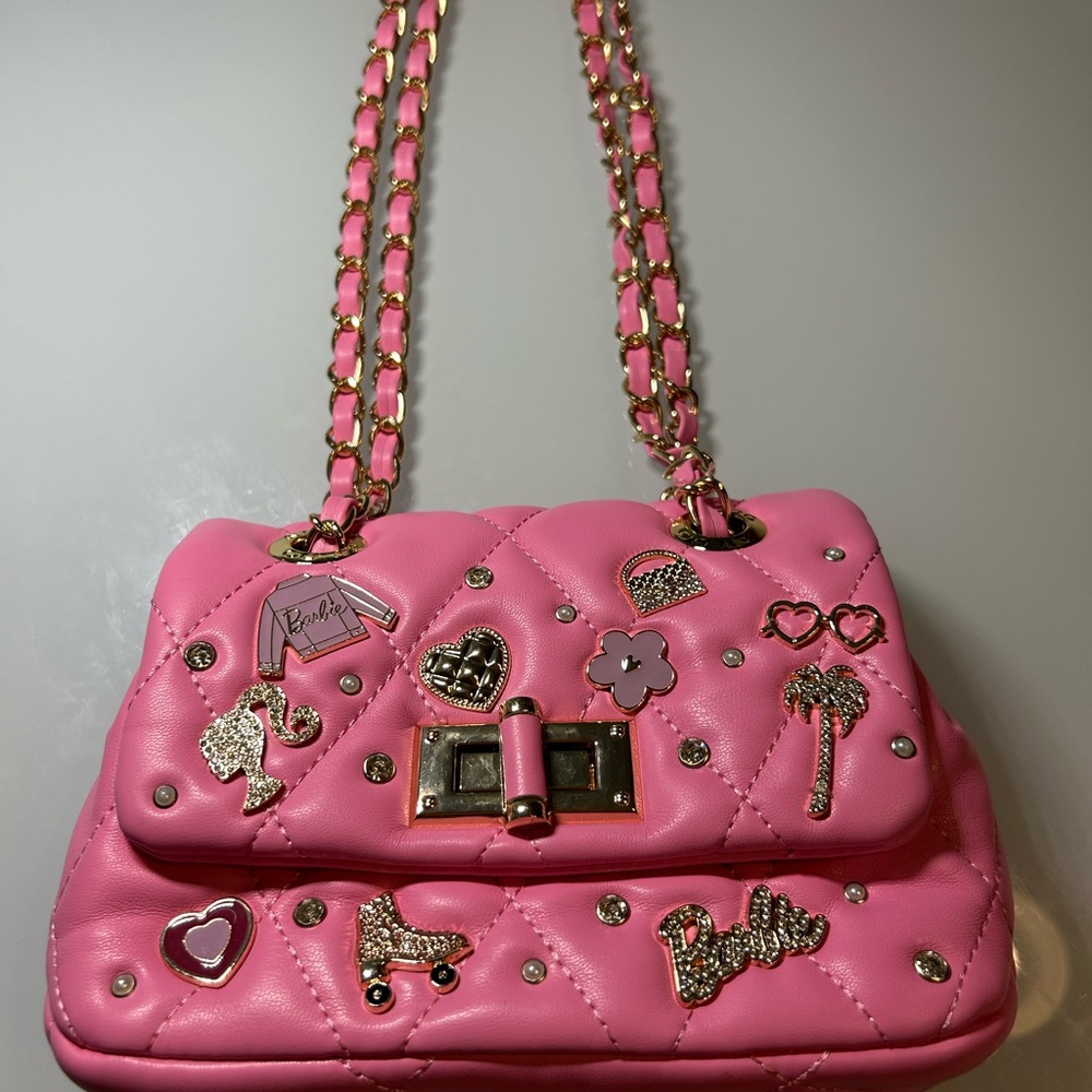 Aldo Pink Quilted Charm-Embellished Shoulder Bag - Picture 3 of 7
